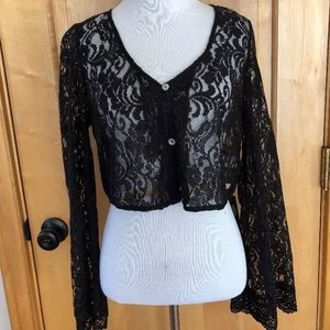 Kendall & Kylie Pacsun Black Floral Lace Crop Top